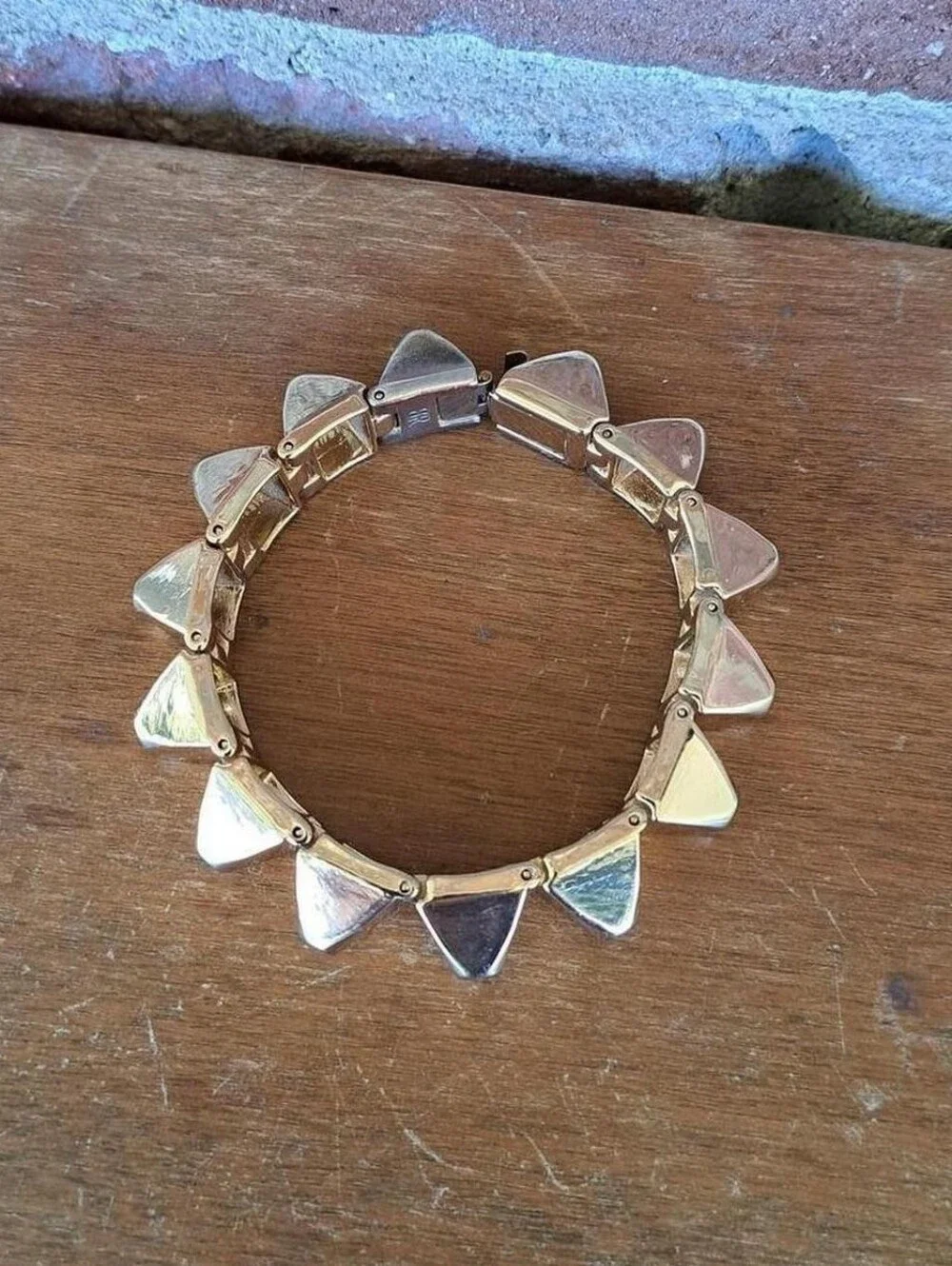 Gold Tone Hinged Pyramid Stud Bracelet